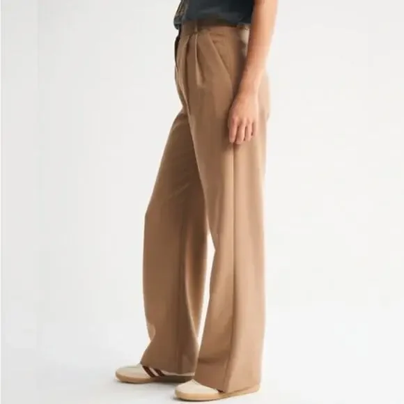 ABERCROMBIE & FITCH Sloane Tailored Pant Tan Wide Leg Sz 28/6S NWT $90 {GG29} - Picture 3 of 11